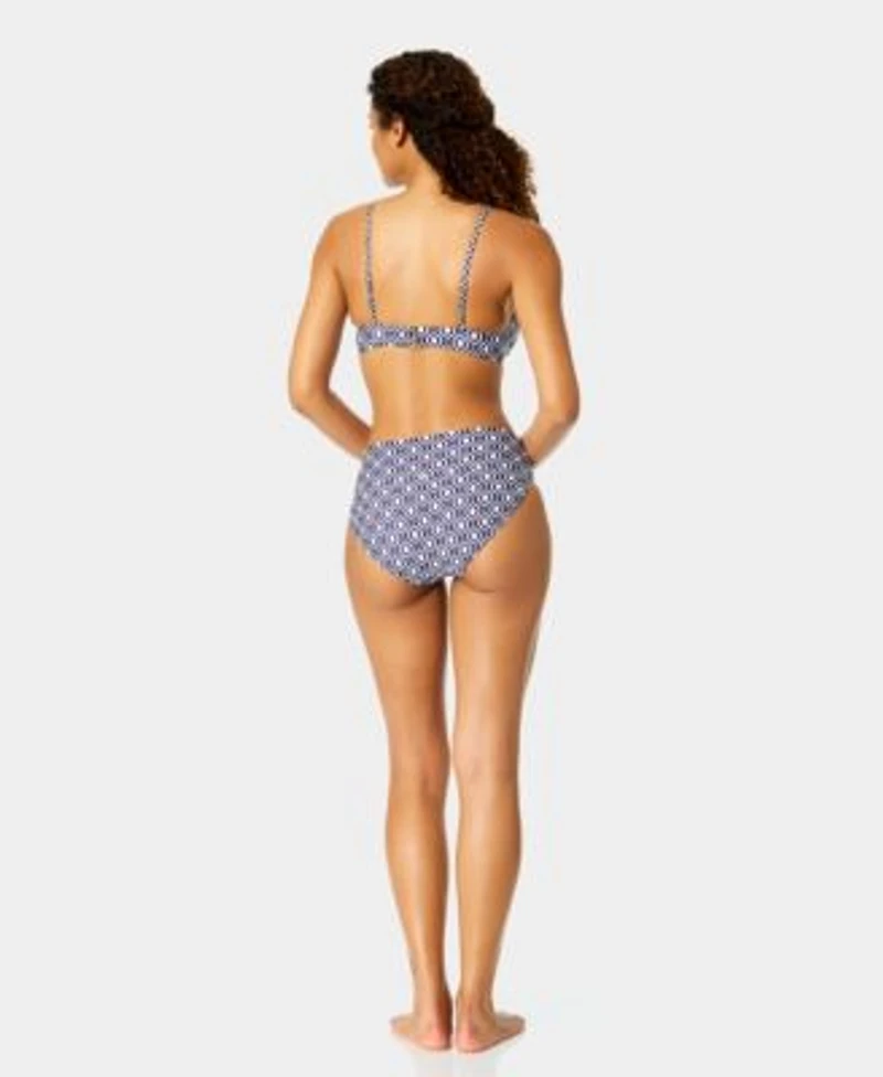 Anne Cole Womens V Wire Elongated Underwire Bikini Top High Waist Bikini Bottoms