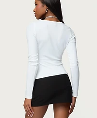 Edikted Women's Doron V Neck Long Sleeve Top