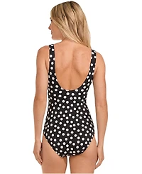 Lands' End Women's Long Torso SlenderSuit Wrap One Piece Swimsuit