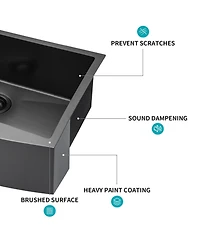 flynama 24x21x10inch Gunmetal Black Farmhouse Kitchen Sink Stainless Steel Apron Front 16 Gauge