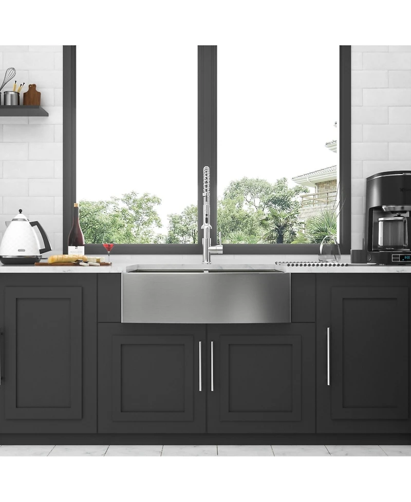 flynama 33x20x9inch Stainless Steel Farmhouse Kitchen Sink Double Bowl Apron Front 16 Gauge