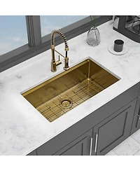 flynama 30x19x10inch Undermount Gold Kitchen Sink Workstation Stainless Steel 16 Gauge Deep Bowl