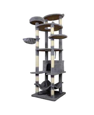 Aostirmotor 78.8'' Cat Tree with Wide Base, Large Condo,2 Sisal Scratching Post in Dark Gray
