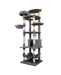 Aostirmotor 78.8'' Cat Tree with Wide Base, Large Condo,2 Sisal Scratching Post in Dark Gray