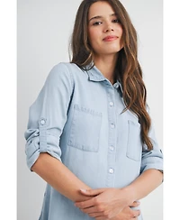 Hello Miz Maternity Button Down Long Sleeve Nursing Shirt