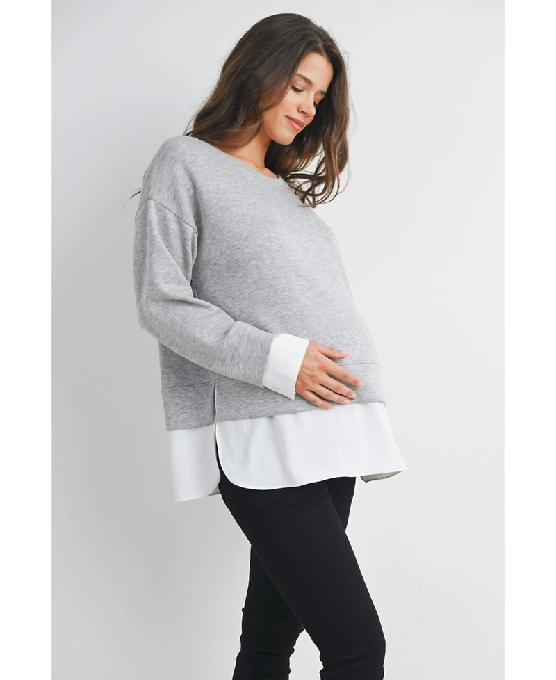 Hello Miz Maternity Casual Long Sleeve Layered Sweatshirt