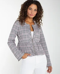 Liverpool Los Angeles Petite Collarless Zip Front Peplum Jacket