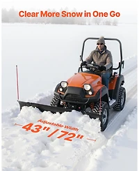 Mecale Snow Plow Blade Kit, 43"-72" Adjustable Width, Universal Atv/Utv Mount, Rubber Flaps, Heavy-Duty Steel