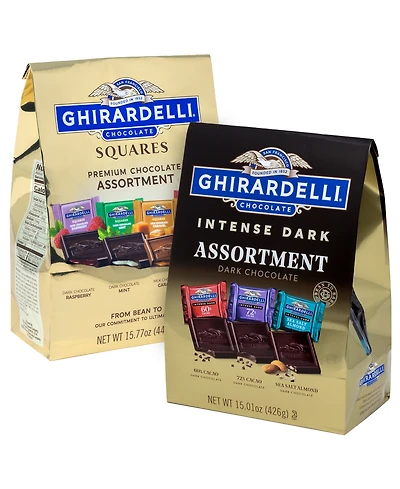 Ghirardelli Premium Assortment Chocolate Squares Intense Dark Chocolate Premium Collection, 2 Pack