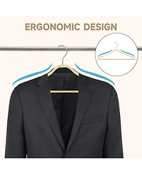 BP4U Lightweight Clothes Hangers with Pants Bar, Slim Birch Wood for Suits, Coats, Trousers, Shirts, Sweaters, Dresses