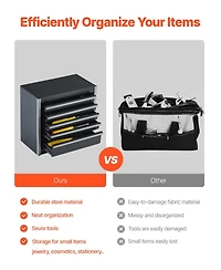 Mecale Metal Tool Box, 8.6", Portable 5-Drawer Chest, Eva Liners, Pp Feet, Ball-Bearing Slides, Powder-Coat, Black