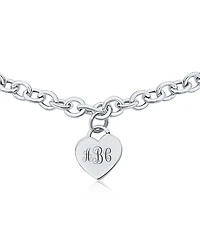 Bling Jewelry Solid Heart Tag Charm Necklace in .925 Sterling Silver, Made in Italy