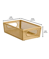 MDesign Perforated Metal Storage Bin with Handles - Set of 2 - Soft Brass
