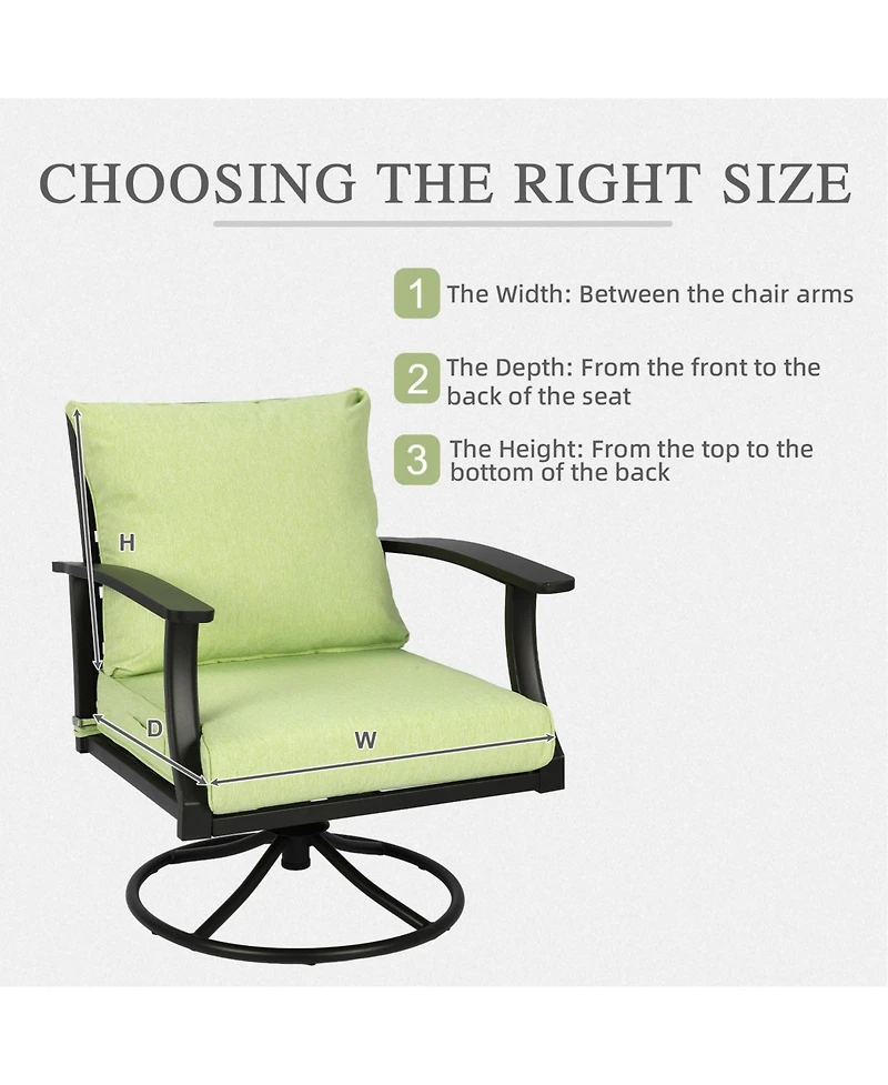 Aoodor Outdoor Deep Seat Cushion Set, Waterproof Patio Furniture Cushions with Adjustable Straps & Removable Cover, Set of 2