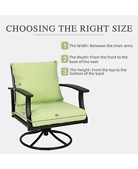 Aoodor Outdoor Deep Seat Cushion Set, Waterproof Patio Furniture Cushions with Adjustable Straps & Removable Cover, Set of 2