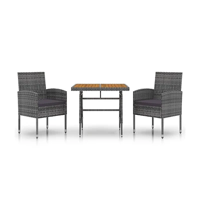vidaXL Outdoor Dining Set Grey Pe rattan Standard Durable