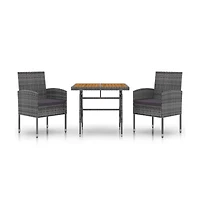 vidaXL Outdoor Dining Set Grey Pe rattan Standard Durable