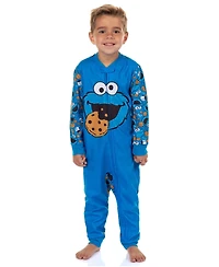 Sesame Street Toddler Cookie Monster Character 1PC Front-Zip Footless Sleeper Pajama