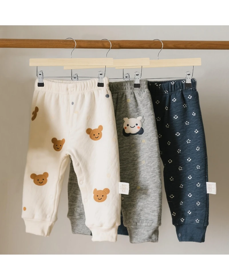 BP4U 12-Pack Wooden Pants Hangers with Adjustable Clips