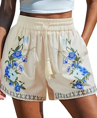Cupshe Women's Blue Blossoms Floral Cover-Up Shorts