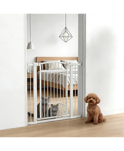 Aostirmotor Extra Wide Walk Through Dog Gate in White