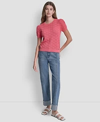 Dkny Jeans Women's Elbow Sleeve Crewneck Sweater