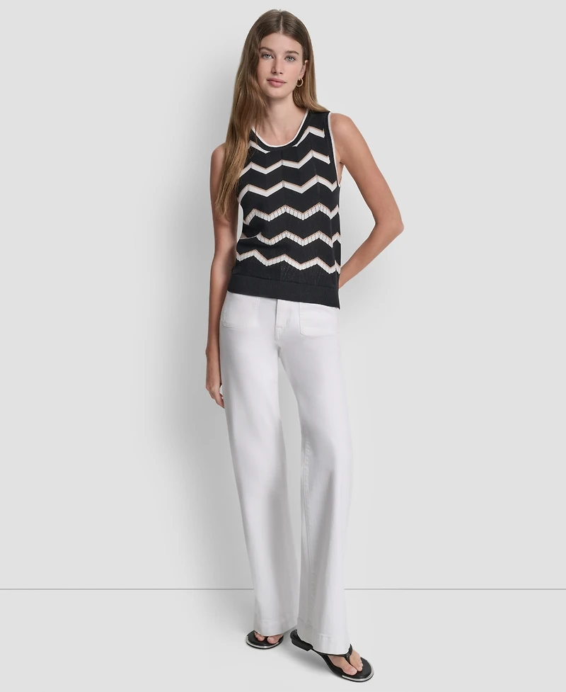 Dkny Jeans Women's Sleeveless Crewneck Stripe Sweater