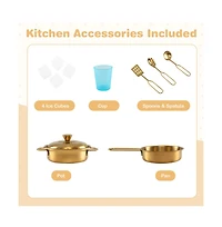 Hongge Kids Pretend Play Kitchen with Sink Stove Ice Maker and Storage