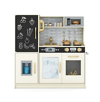 Hongge Kids Pretend Play Kitchen with Sink Stove Ice Maker and Storage