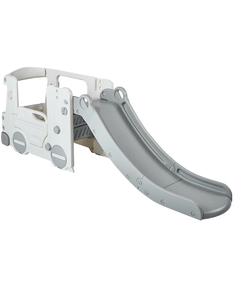 Slickblue Toddler Slide, Kid Slide for Toddlers with Climbable Ladders & Bus Playhouse, Indoor Outdoor Slide Playset for Kids