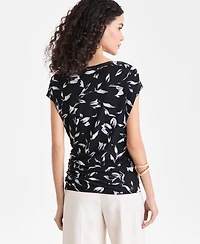 I.n.c. International Concepts Women's Short Sleeve Asymmetric Knit Top, Macy's Exclusive