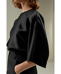 Lilysilk Women's Relaxed Silk Crewneck Blouse