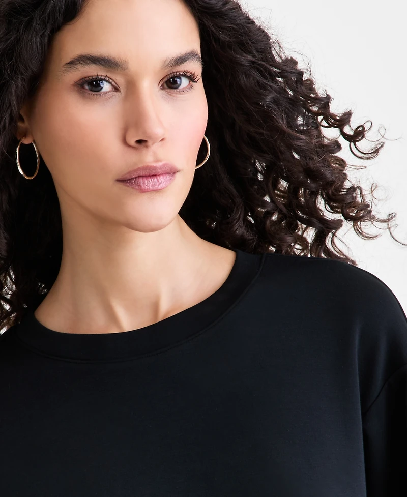 I.n.c. International Concepts Women's Off-Duty Long-Sleeve Bubble-Hem Sweatshirt, Macy's Exclusive