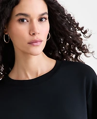 I.n.c. International Concepts Women's Off-Duty Long-Sleeve Bubble-Hem Sweatshirt, Macy's Exclusive
