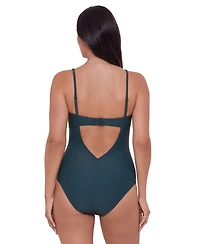 S3 Apparel Women's Smoothing Grid Texture Underwire One-Piece Swimsuit