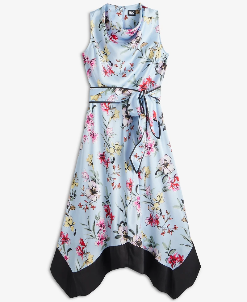 I.n.c. International Concepts Women's Sleeveless Floral Cowl-Neck Dress, Macy's Exclusive