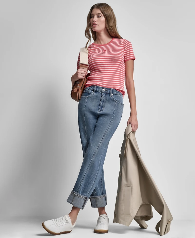 Dkny Jeans Women's Crewneck Striped Top