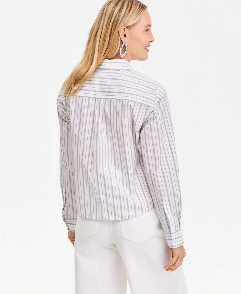 I.n.c. International Concepts Women's Crystal Embellished Button Down Shirt, Macy's Exclusive