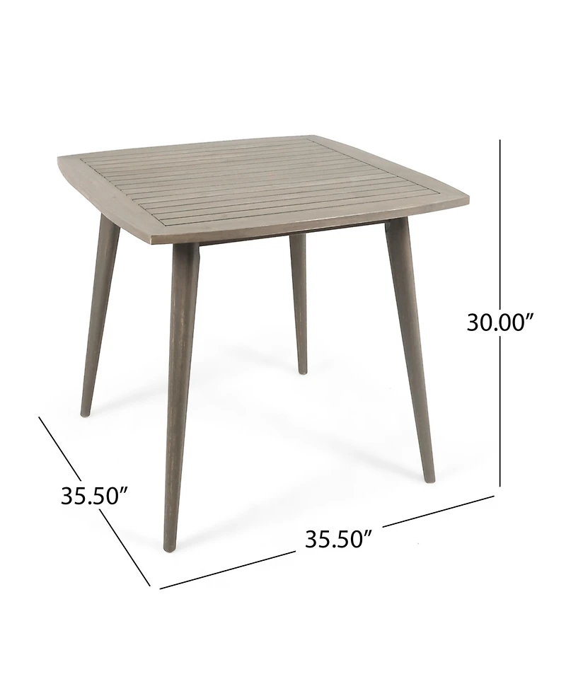 Mondawe Outdoor Square Acacia Wood Patio End Table Side with Tapered Legs, Mid-Century for 2a€“4 People, Grey