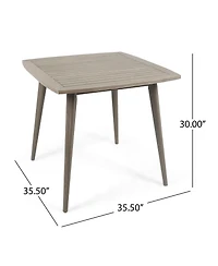 Mondawe Outdoor Square Acacia Wood Patio End Table Side with Tapered Legs, Mid-Century for 2a€“4 People, Grey