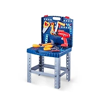 Slickblue Kids Workbench, 56 pcs, Kids Tool Bench with Realistic Tools and Electric Drill, Pretend Play Construction Workbench Toys for Toddlers