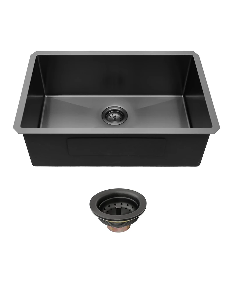 flynama 30x18x10inch Gunmetal Black Undermount Kitchen Sink Single Bowl Stainless Steel 16 Gauge