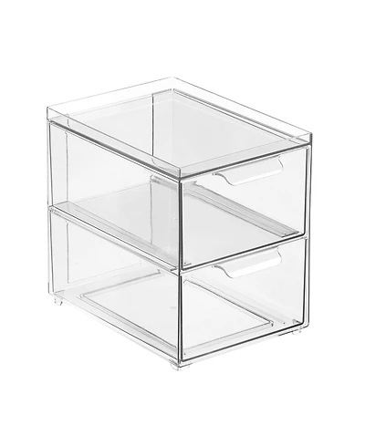 mDesign 2-Drawer Stackable Organizer for Kitchen or Pantry - Set of 2 - Clear