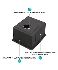 flynama Gunmetal Black Undermount Kitchen Sink 16 Gauge T304 Nano Stainless Steel Single Bowl