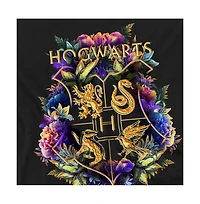 Harry Potter Men's Hogwarts Colorful Floral Crest T Shirt