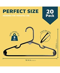 Lifemaster Kids Plastic Hangers, 11.6", with shoulder notches, space-saving, hold 5 lbs, ideal for baby, toddler & kids clothes, 20-pack