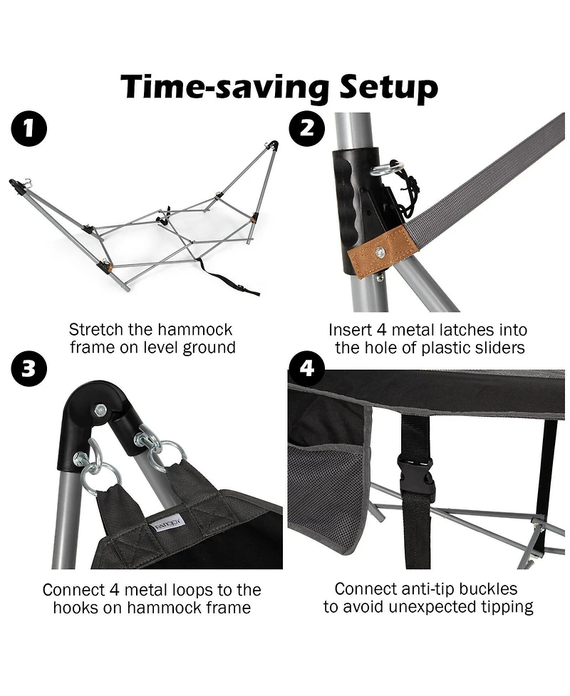 Sugift Portable Folding Hammock with Hammock Stand