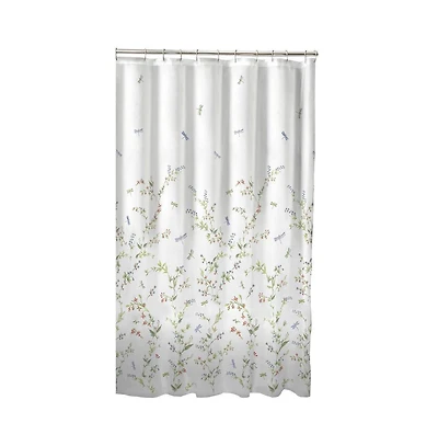 Slickblue Floral Dragonfly Polyester Machine Washable Shower Curtain