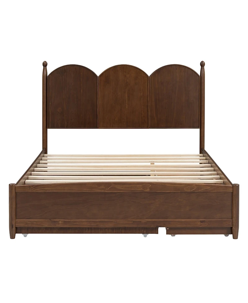 Boyel Living Queen Size Platform Bed with 2 Big Drawers and Twin Xl Size Trundle