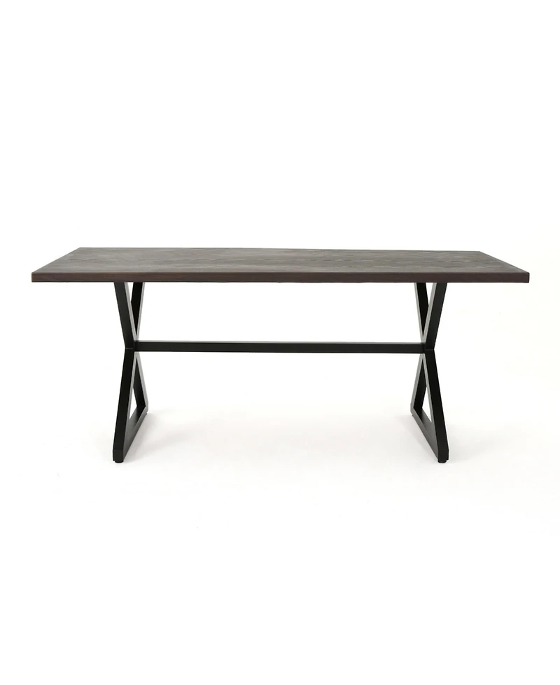 Mondawe 70.50 Inches Outdoor Aluminum Dining Table with Steel Frame and X-Base